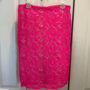Worthington Hot Pink Lace Pencil Skirt Sz 12
